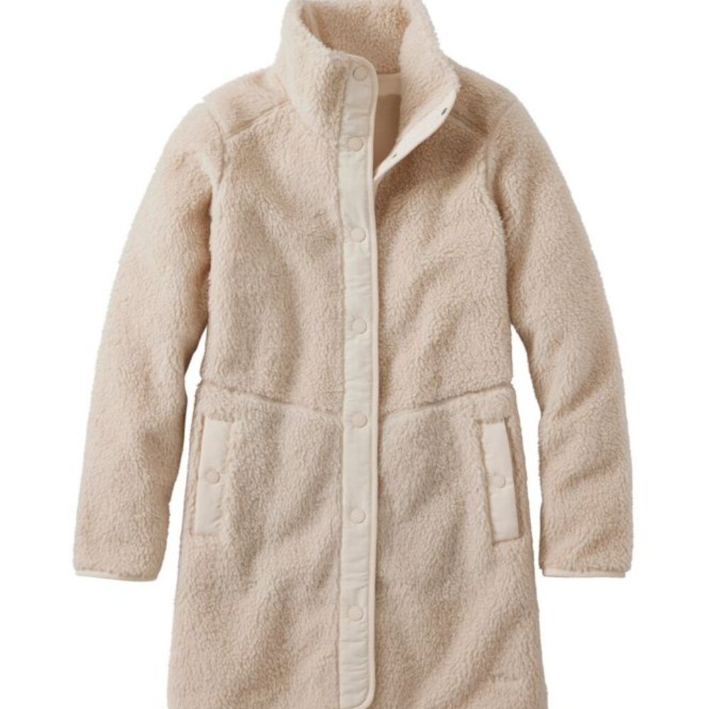 llbean womens long sherpa jacket size medium